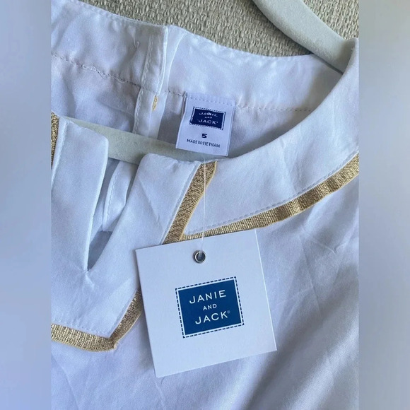 Janie and Jack Swim Coverup Girls’ 5 White Metallic Trim NWT - Picture 5 of 8